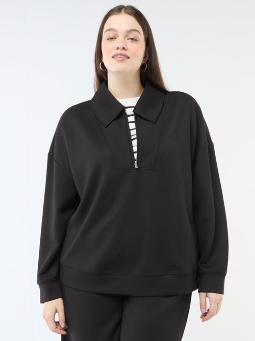 Sweatshirt liso com gola funil com zíper - Kiabi