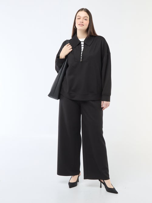 Sweatshirt liso com gola funil com zíper - Kiabi