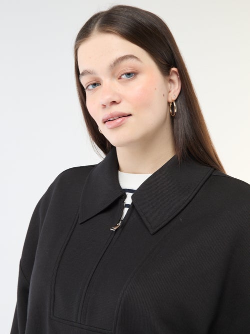 Sweatshirt liso com gola funil com zíper - Kiabi