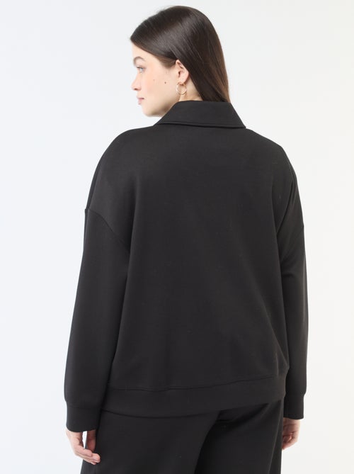 Sweatshirt liso com gola funil com zíper - Kiabi