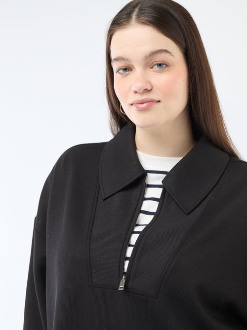 Sweatshirt liso com gola funil com zíper - Kiabi