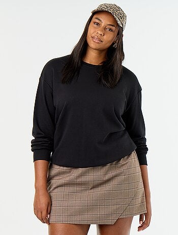 Sweatshirt liso de gola redonda em French Terry