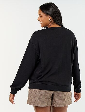 Sweatshirt liso de gola redonda em French Terry