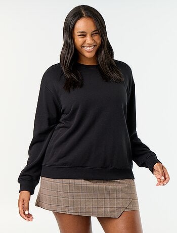 Sweatshirt liso de gola redonda em French Terry