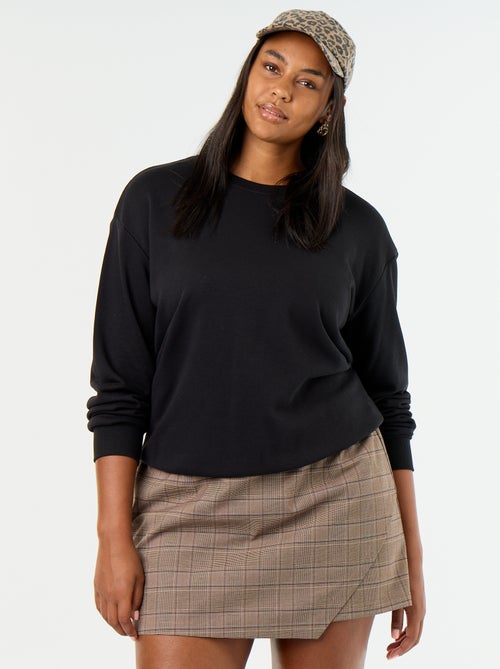 Sweatshirt liso de gola redonda em French Terry - Kiabi
