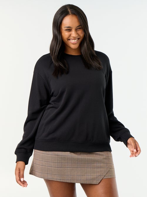 Sweatshirt liso de gola redonda em French Terry - Kiabi