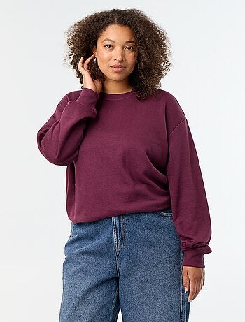 Sweatshirt liso de gola redonda em French Terry