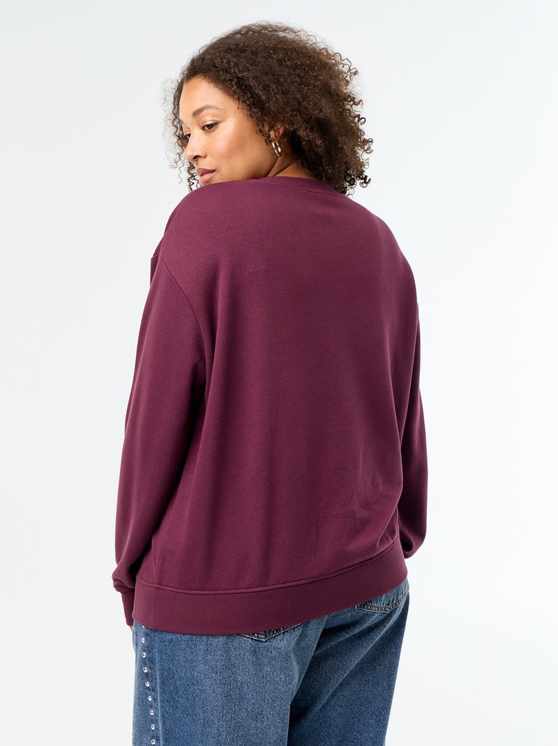 Sweatshirt liso de gola redonda em French Terry Rosa - Kiabi
