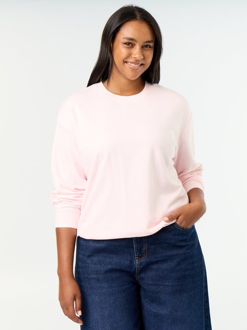 Sweatshirt liso de gola redonda em French Terry - Kiabi