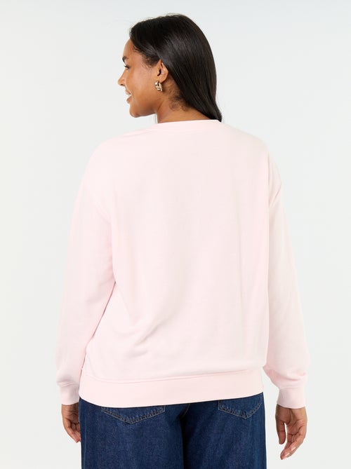 Sweatshirt liso de gola redonda em French Terry - Kiabi