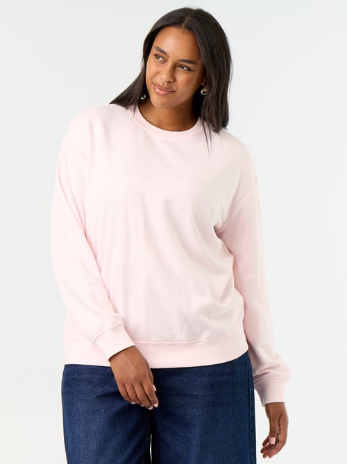 Sweatshirt liso de gola redonda em French Terry - Kiabi