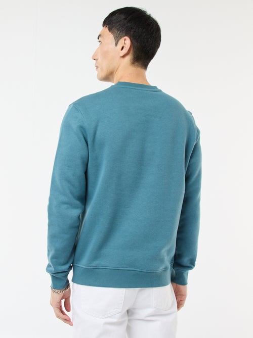 Sweatshirt liso de gola redonda em moletom cardado - Kiabi