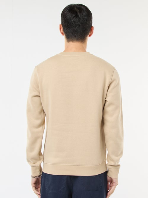 Sweatshirt liso de gola redonda em moletom cardado - Kiabi