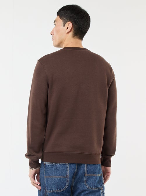 Sweatshirt liso de gola redonda em moletom cardado - Kiabi