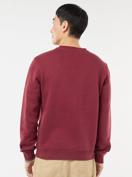 Sweatshirt liso de gola redonda em moletom cardado - Kiabi