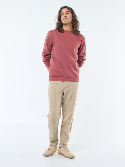 Sweatshirt liso de gola redonda em moletom cardado - Kiabi