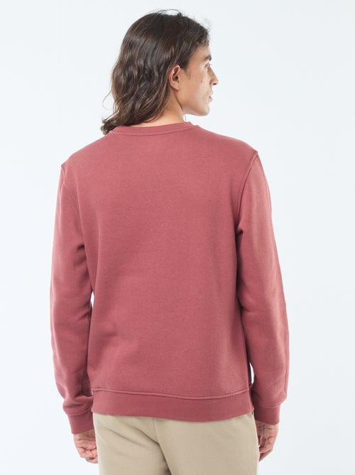Sweatshirt liso de gola redonda em moletom cardado - Kiabi