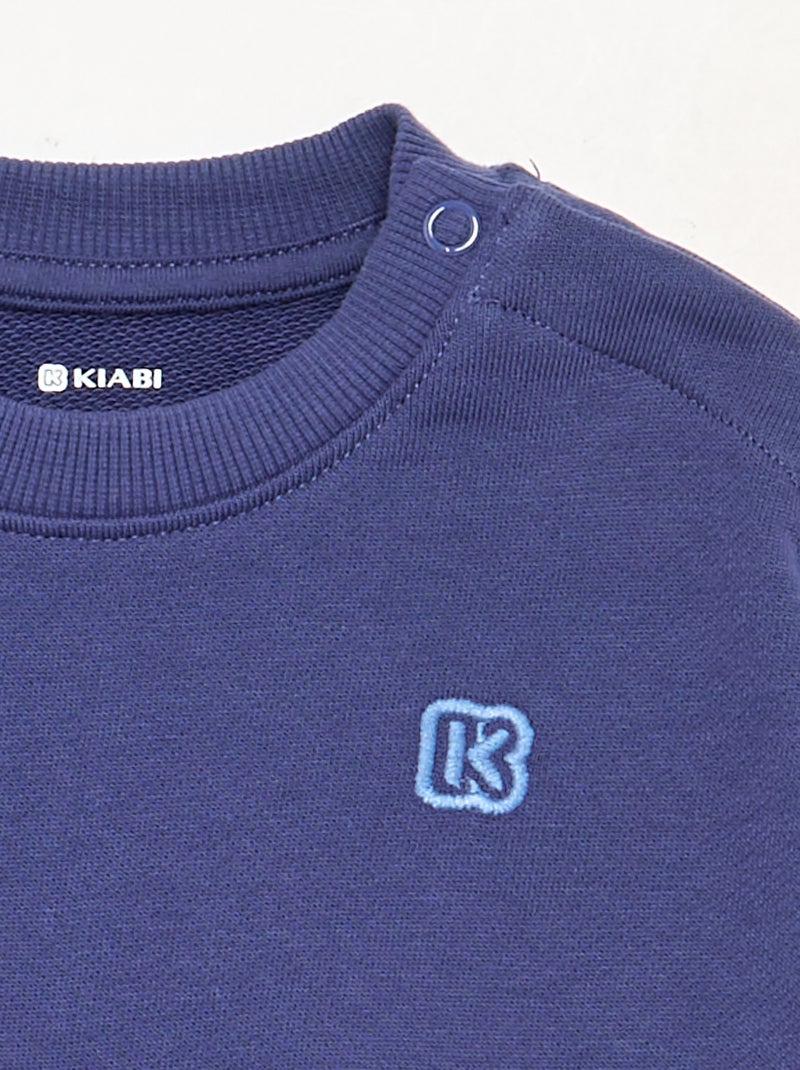 Sweatshirt liso de manga comprida em moletão não cardado para criança - Kiabi Azul - Kiabi