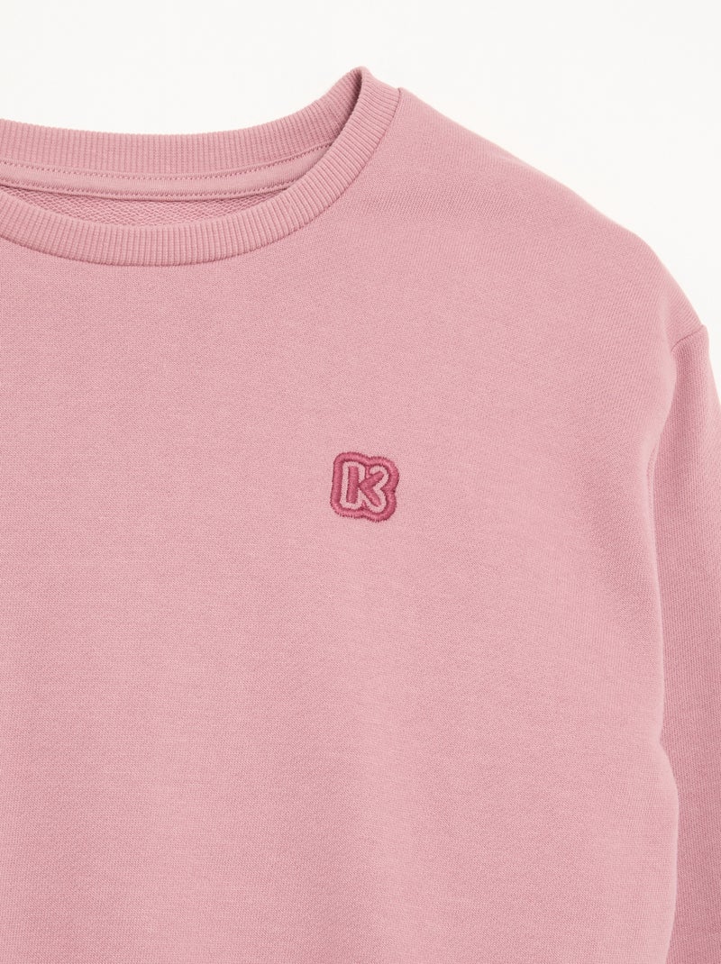 Sweatshirt liso de moletão não cardado - Kiabi Rosa - Kiabi