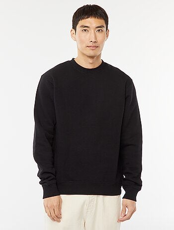 Sweatshirt liso em moletom com gola redonda