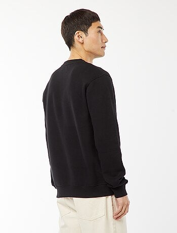 Sweatshirt liso em moletom com gola redonda