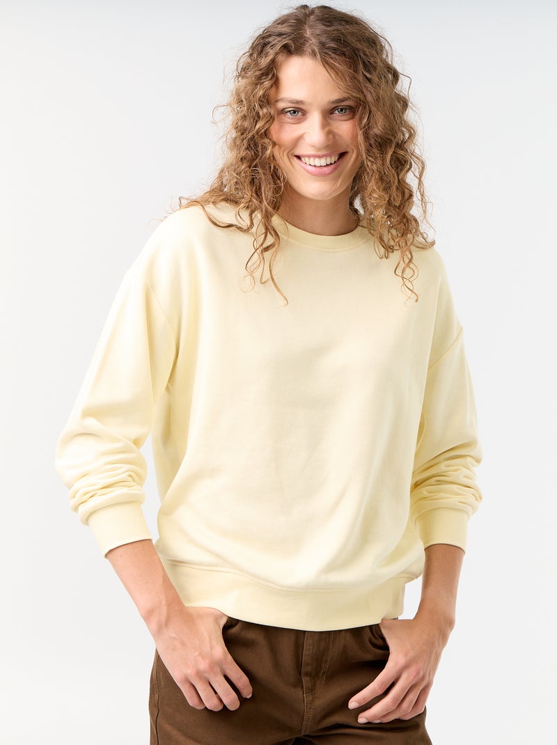 Sweatshirt liso em French Terry Amarelo - Kiabi