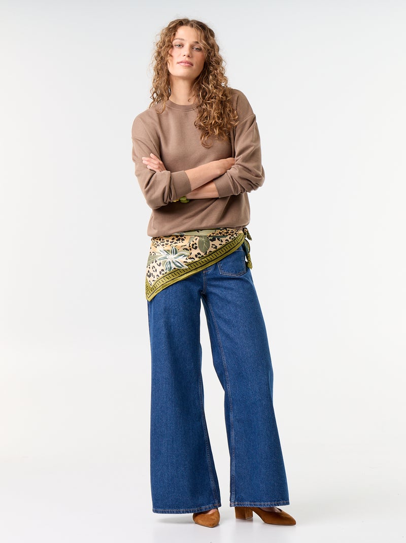 Sweatshirt liso em French Terry Castanho - Kiabi