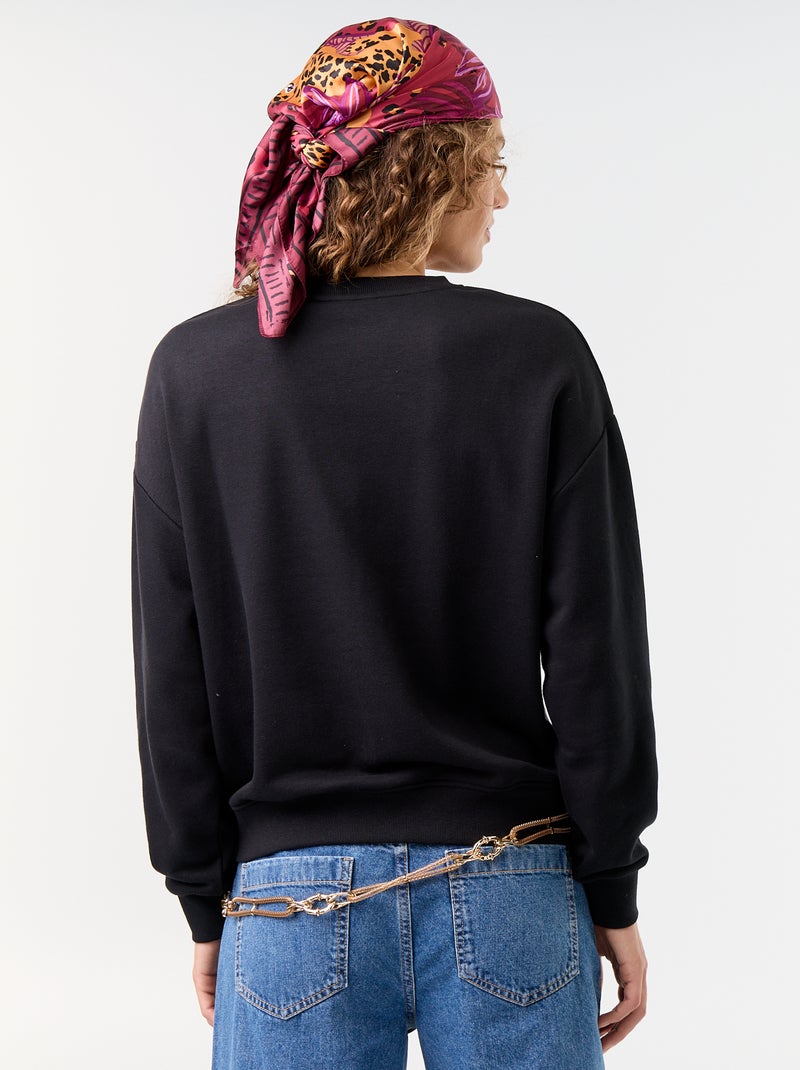 Sweatshirt liso em French Terry Preto - Kiabi
