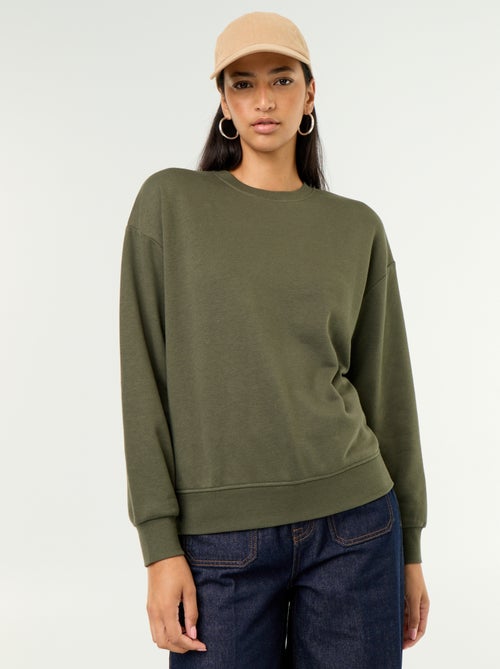 Sweatshirt liso em French Terry - Kiabi Sweatshirt liso em French Terry - Kiabi