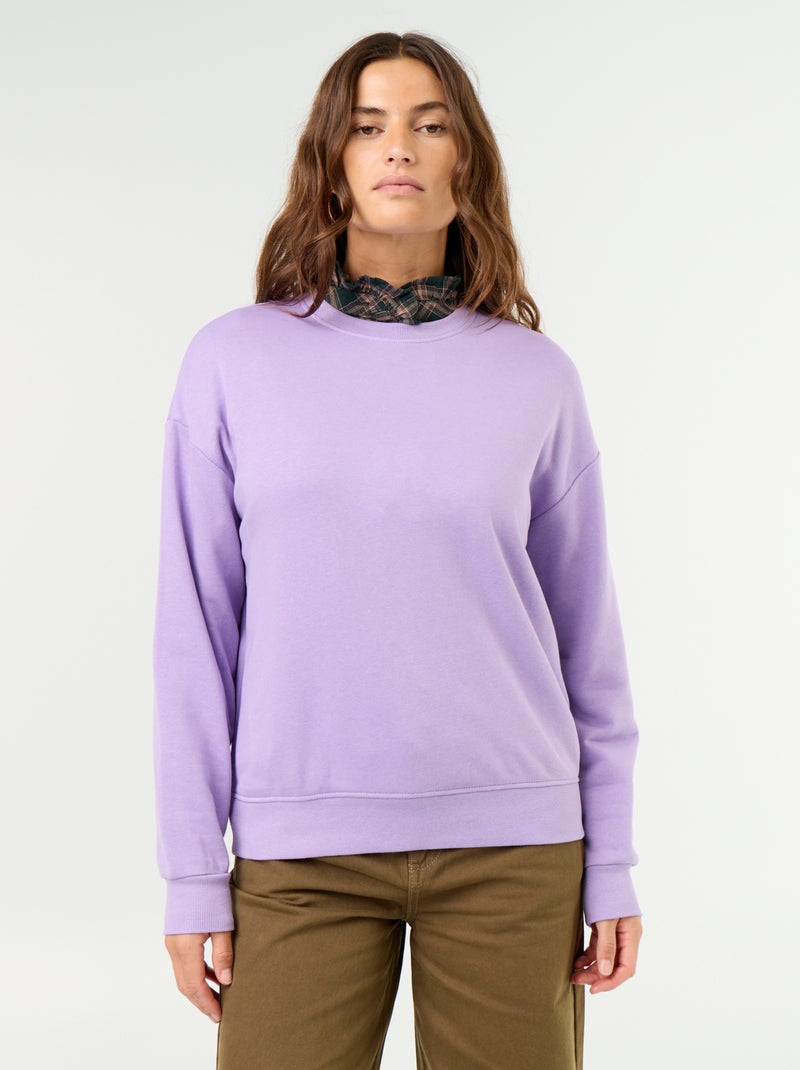 Sweatshirt liso em French Terry Violeta - Kiabi