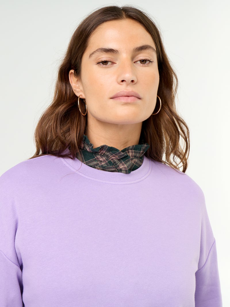 Sweatshirt liso em French Terry Violeta - Kiabi