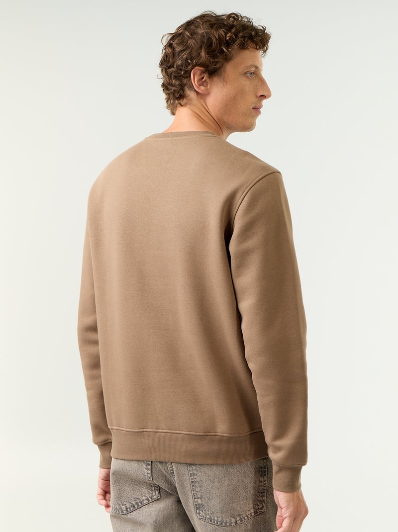 Sweatshirt liso em moletão cardado Castanho - Kiabi