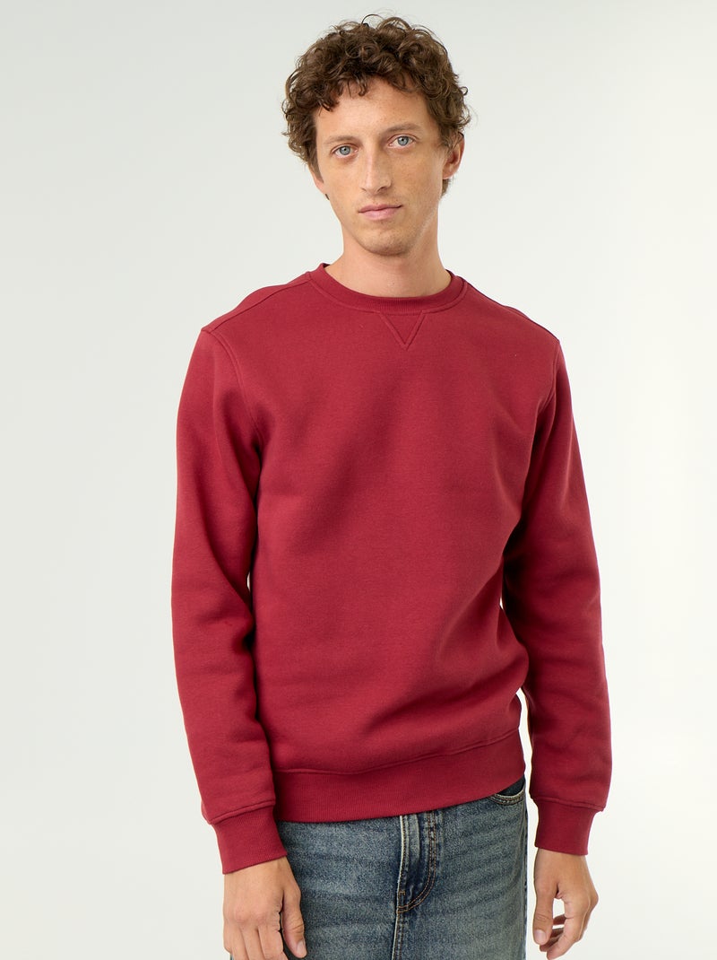 Sweatshirt liso em moletão cardado Vermelho - Kiabi