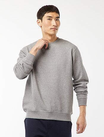 Sweatshirt liso em moletom com gola redonda