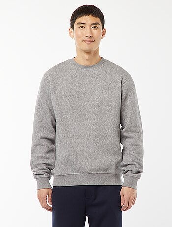 Sweatshirt liso em moletom com gola redonda