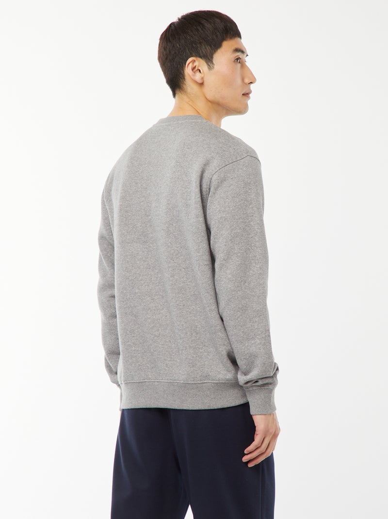 Sweatshirt liso em moletom com gola redonda Cinza - Kiabi