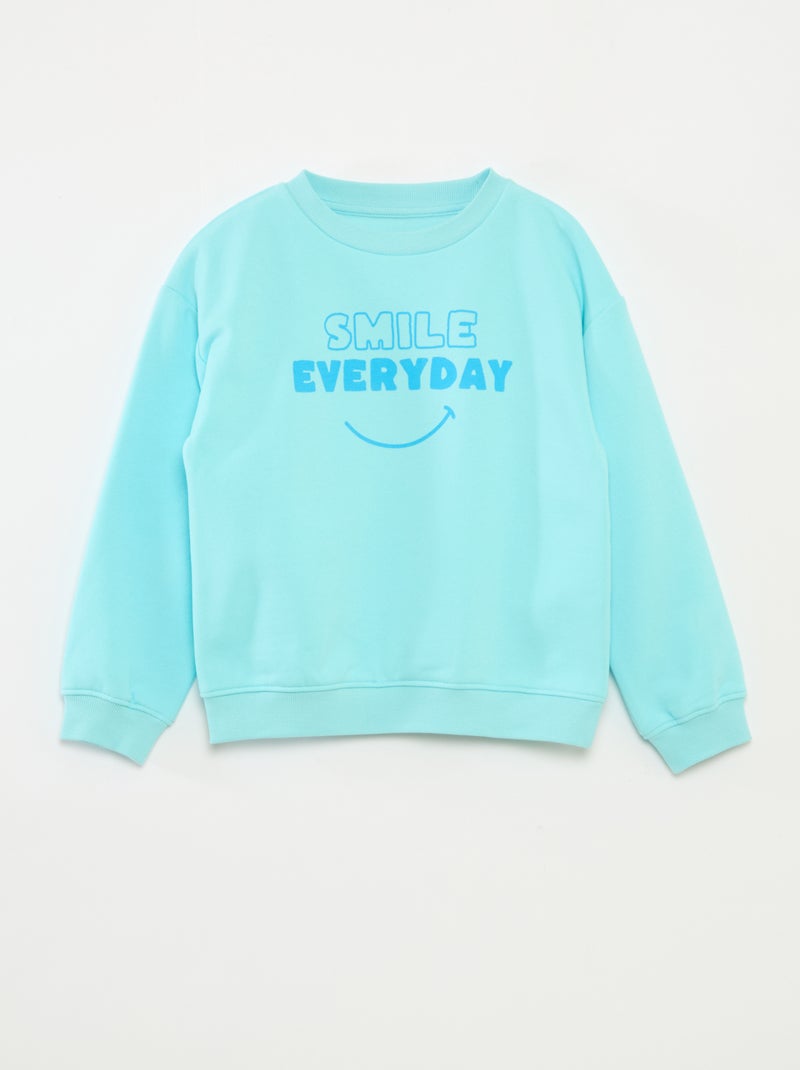 Sweatshirt loose com estampado Azul - Kiabi