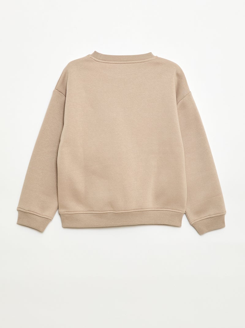 Sweatshirt loose com estampado Bege - Kiabi