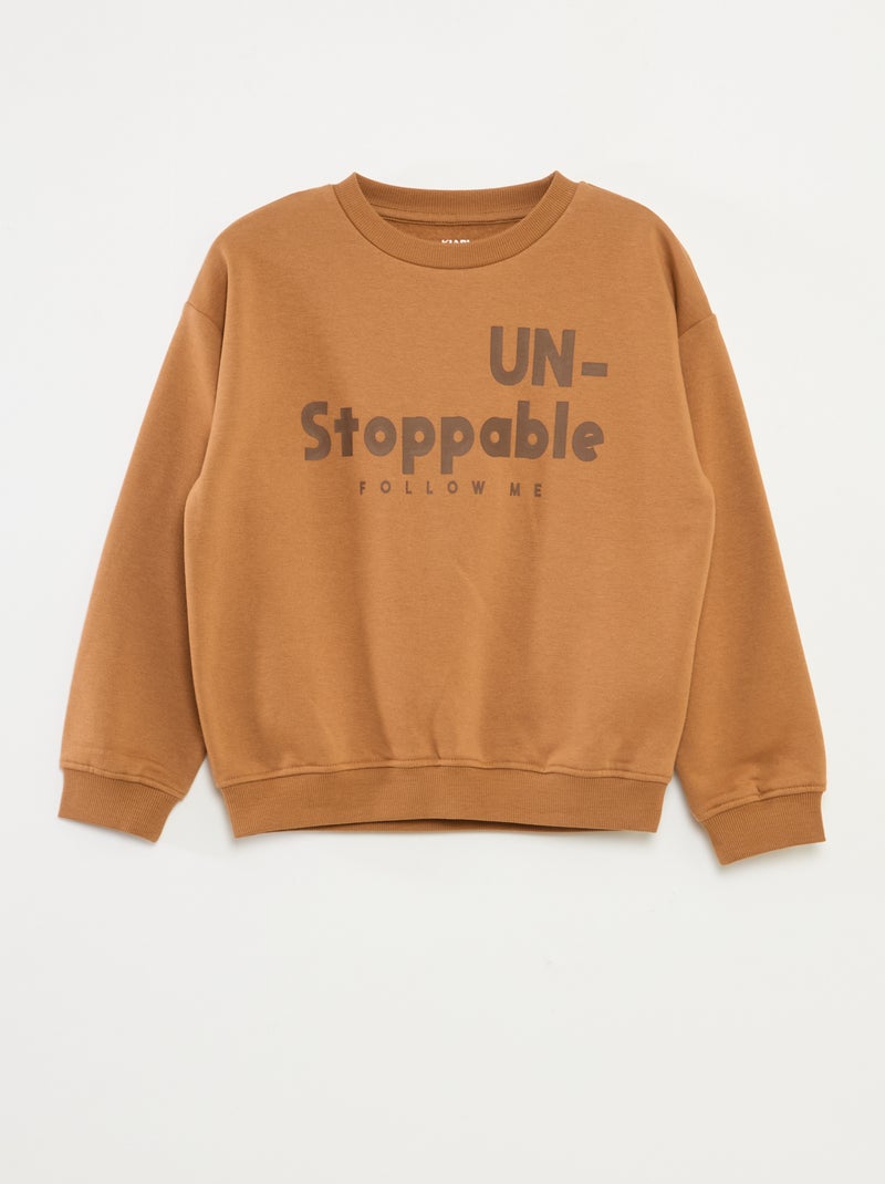 Sweatshirt loose com estampado Castanho - Kiabi