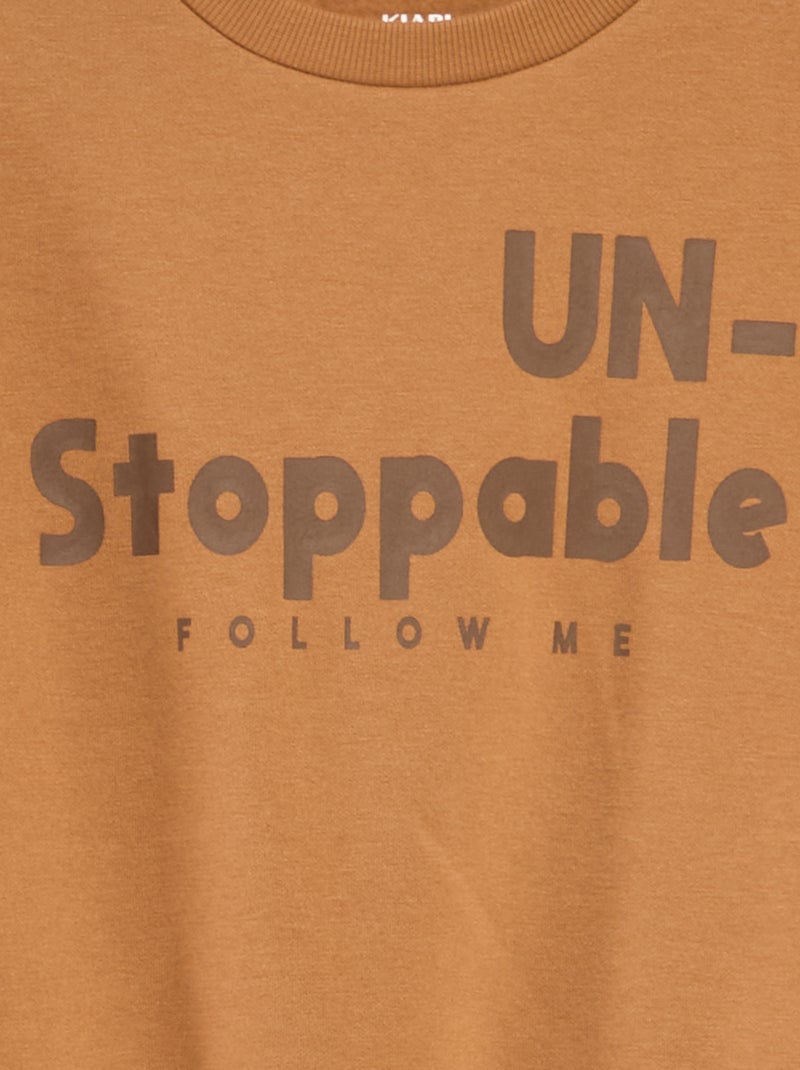 Sweatshirt loose com estampado Castanho - Kiabi