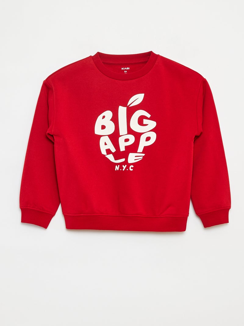 Sweatshirt loose com estampado Vermelho - Kiabi