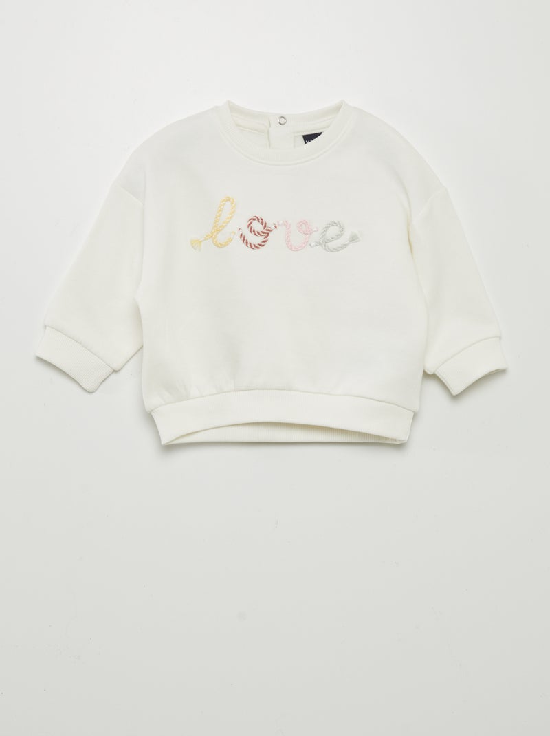 Sweatshirt love em moletão BRANCO - Kiabi