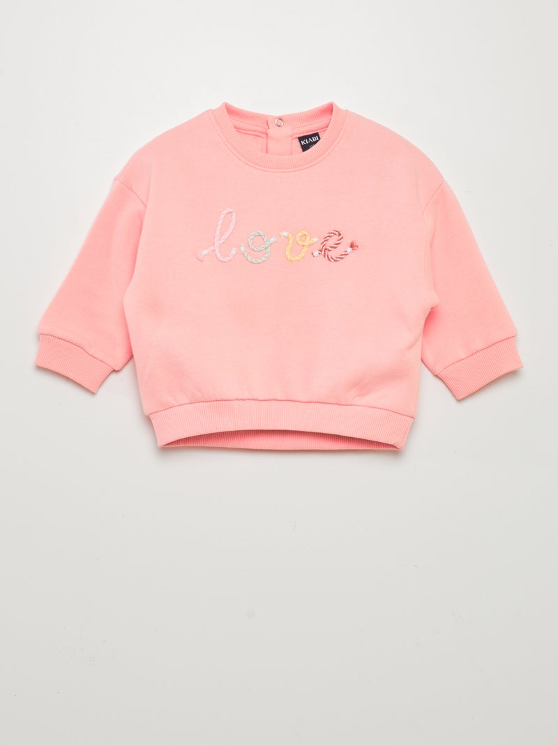 Sweatshirt love em moletão ROSA - Kiabi
