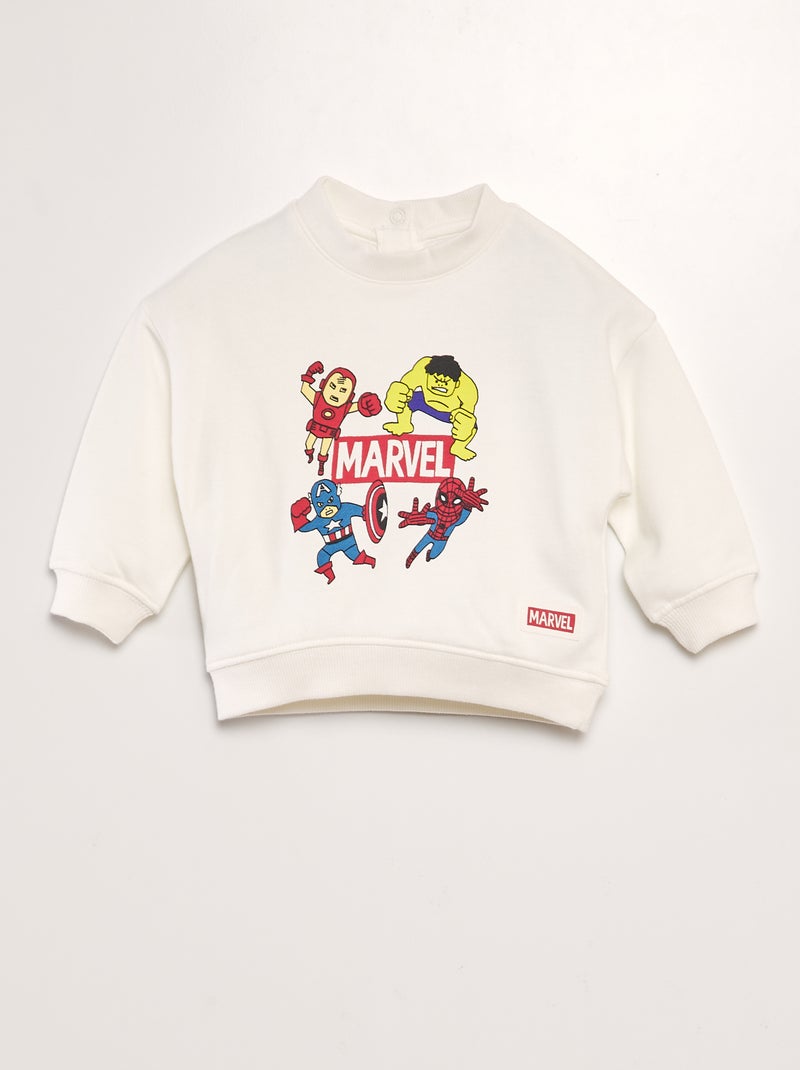 Sweatshirt 'Marvel' em moletão de gola redonda BRANCO - Kiabi