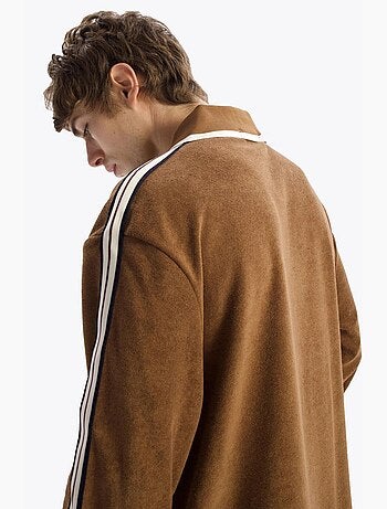 Sweatshirt masculina às riscas com gola polo giesto