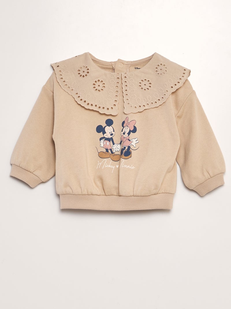 Sweatshirt 'Mickey' 'Minnie' em moletão com gola bordada BEGE - Kiabi