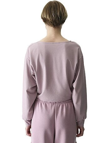 Sweatshirt midi oversized com decote em v e detalhe de amarração penti