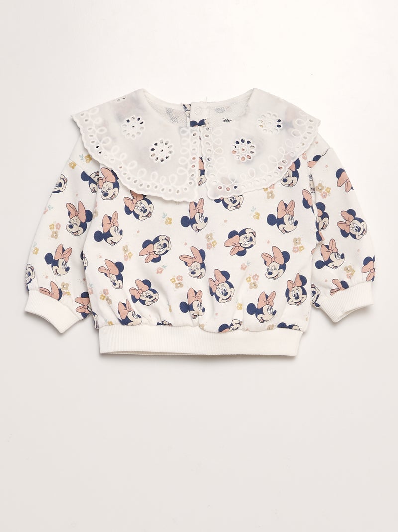 Sweatshirt 'Minnie' em moletão com gola bordada BRANCO - Kiabi