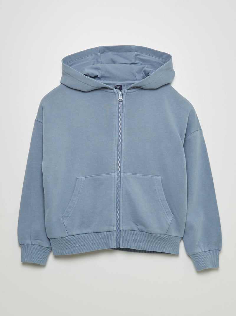 Sweatshirt mista com capuz e abertura com fecho AZUL - Kiabi