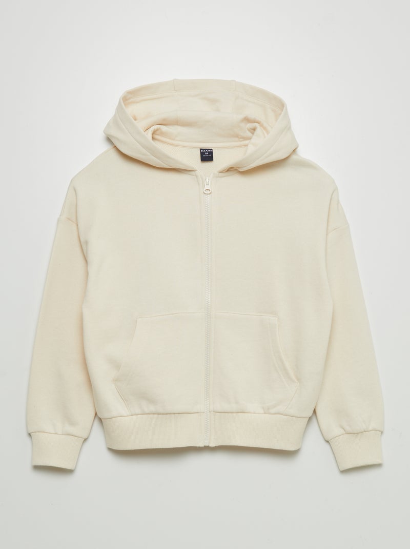 Sweatshirt mista com capuz e abertura com fecho BRANCO - Kiabi